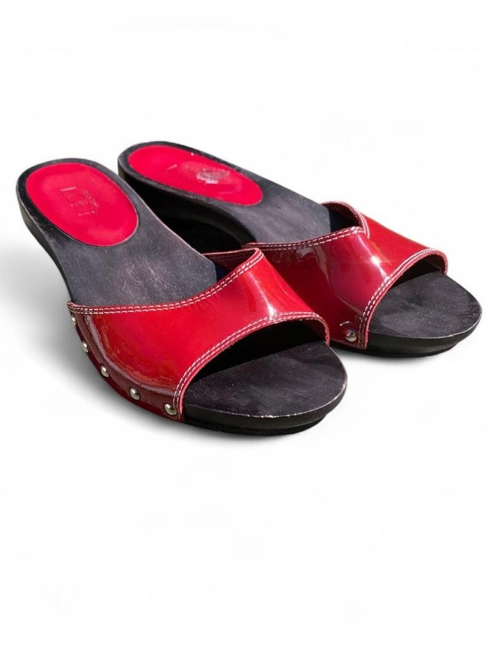Ann Taylor Loft Red Wooden Mini Kitten Heels